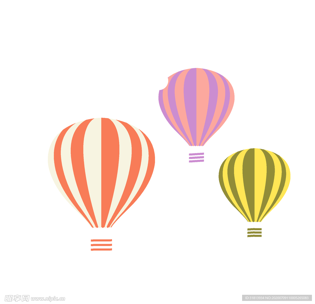 卡通插画白云热气球