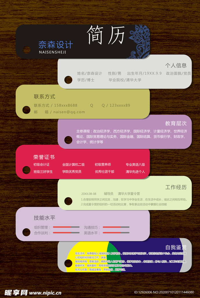 个人简历 模板 素材 个性