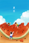 西瓜上的小孩
