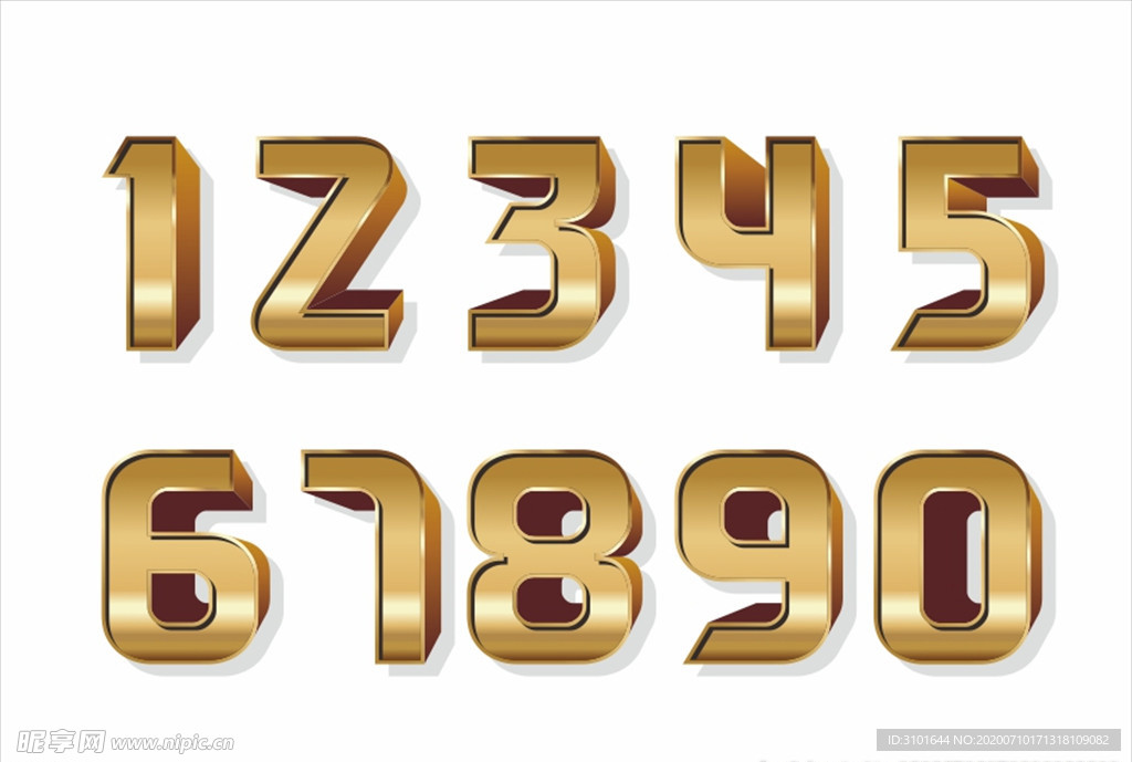 金色立体数字