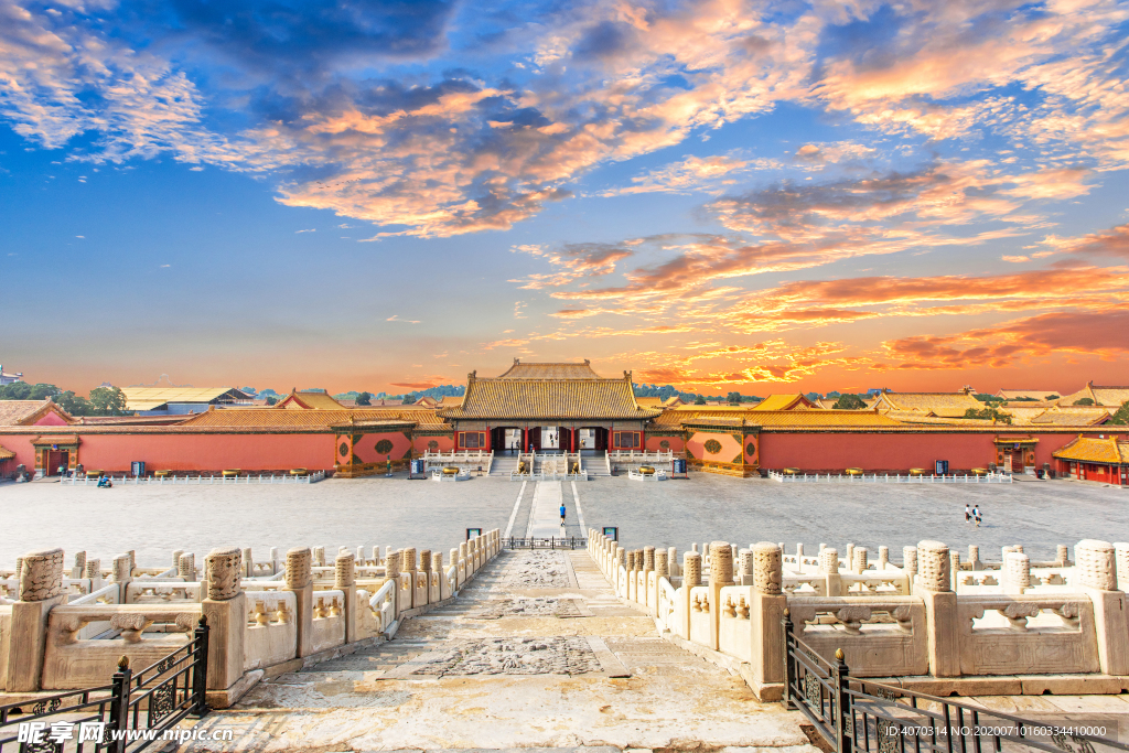 北京大气故宫夕阳紫禁城摄影图片