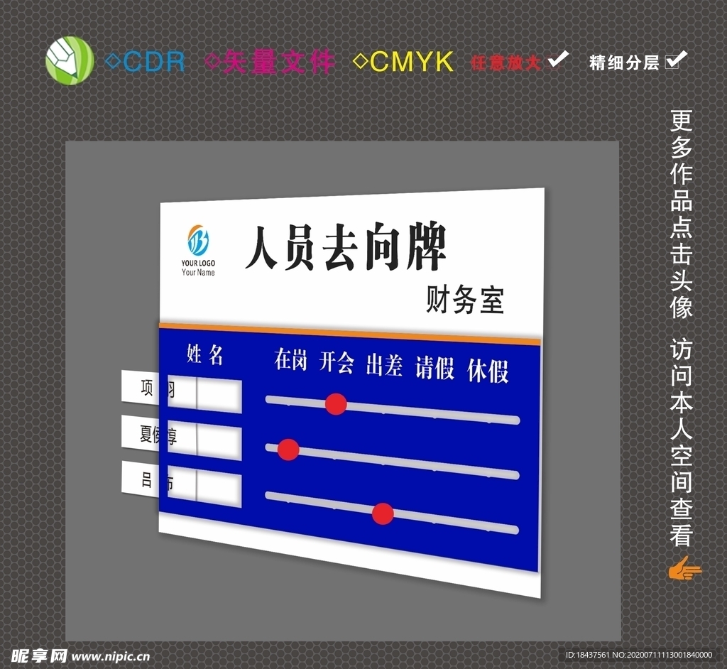 人员去向牌