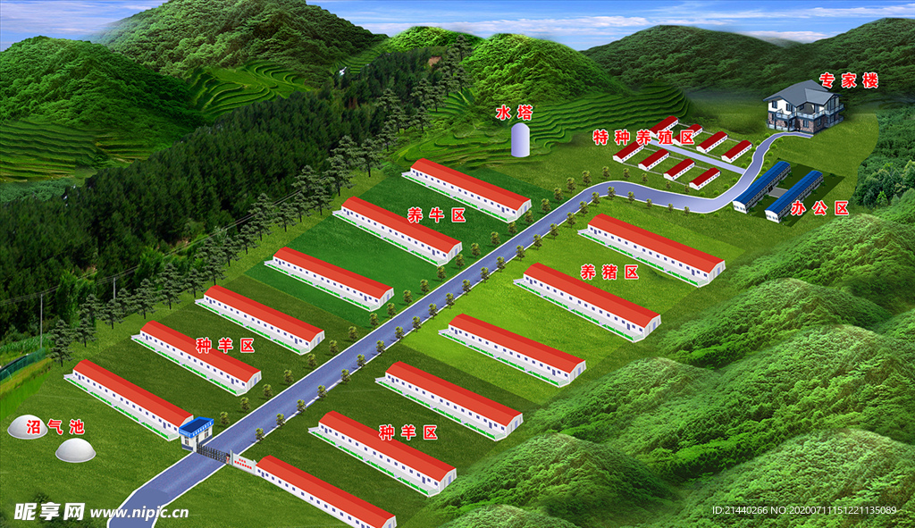 养殖场规划鸟瞰图