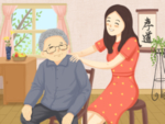 孝敬老人按摩人物女性插画背景