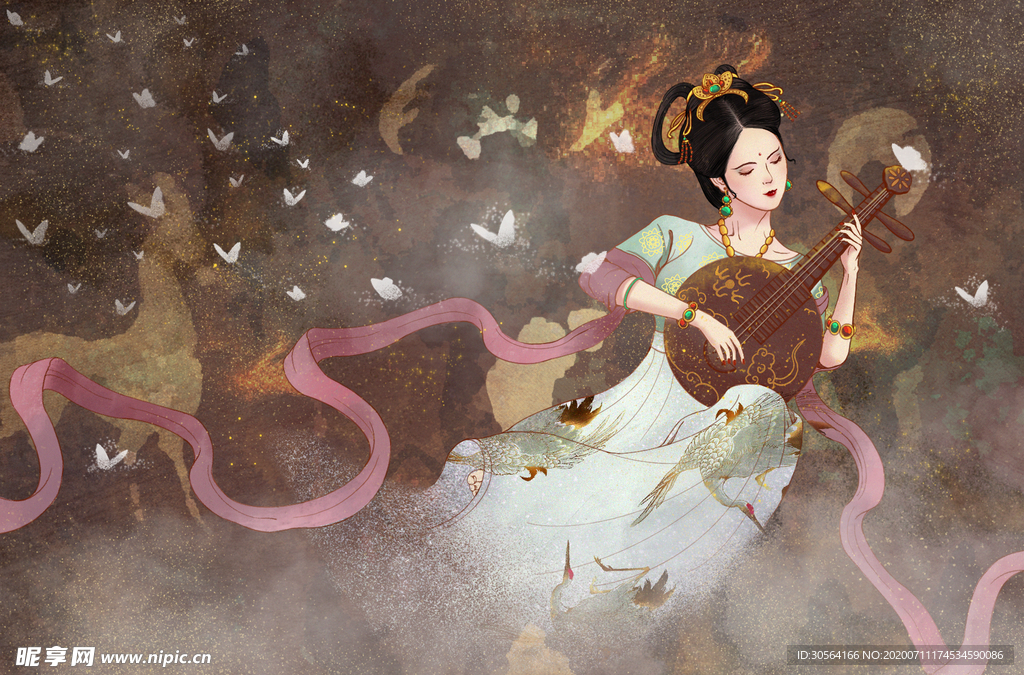 敦煌壁画传统国风古风插画背景