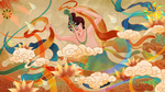 敦煌壁画传统国风古风插画背景
