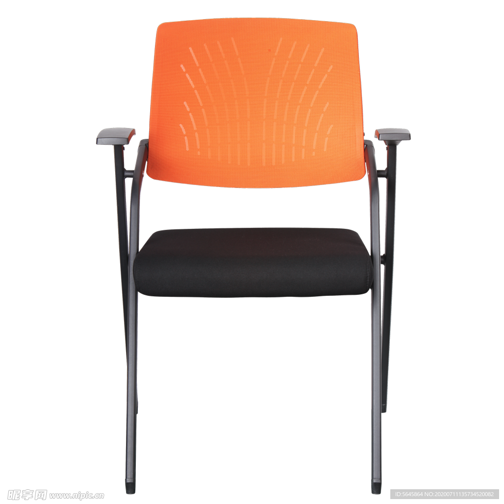 橙色时尚靠背办公椅正面