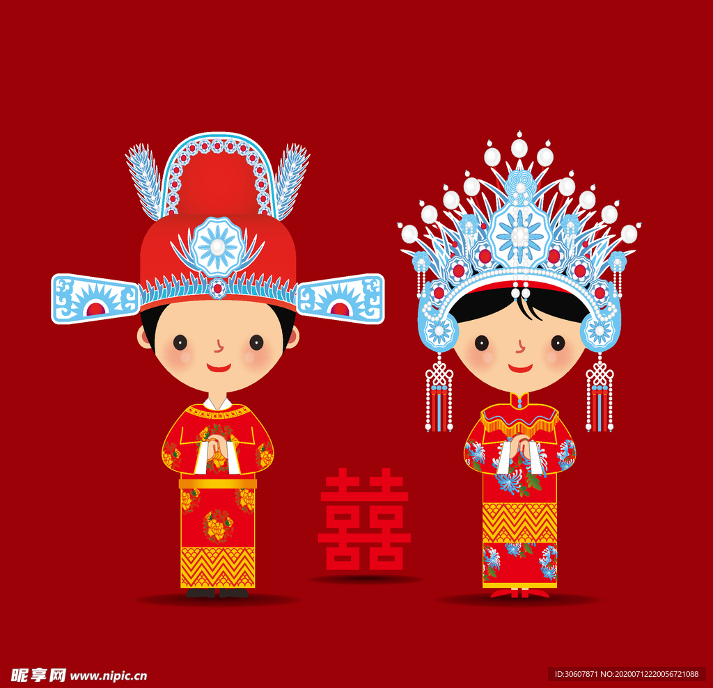 卡通中式婚礼