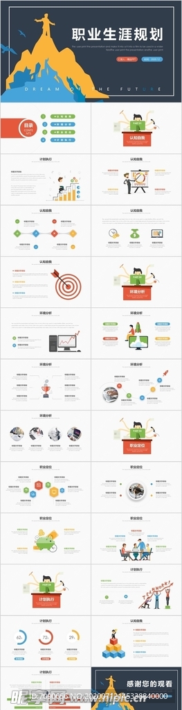 扁平化职业生涯规划PPT模板