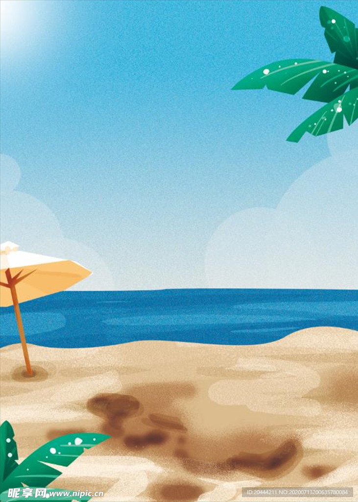 夏日海边沙滩插画