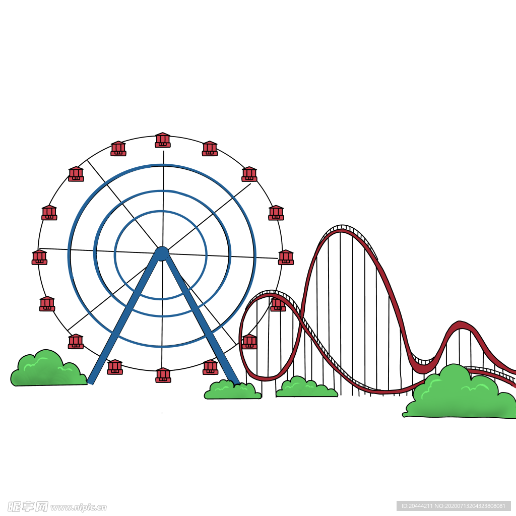 游乐园过山车摩天轮免抠元素