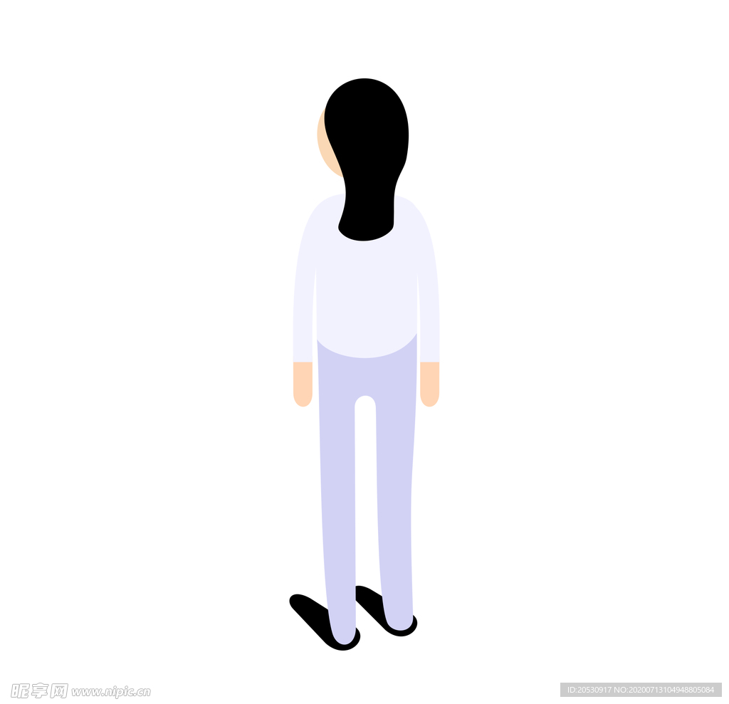可爱手绘背影女孩免抠素材