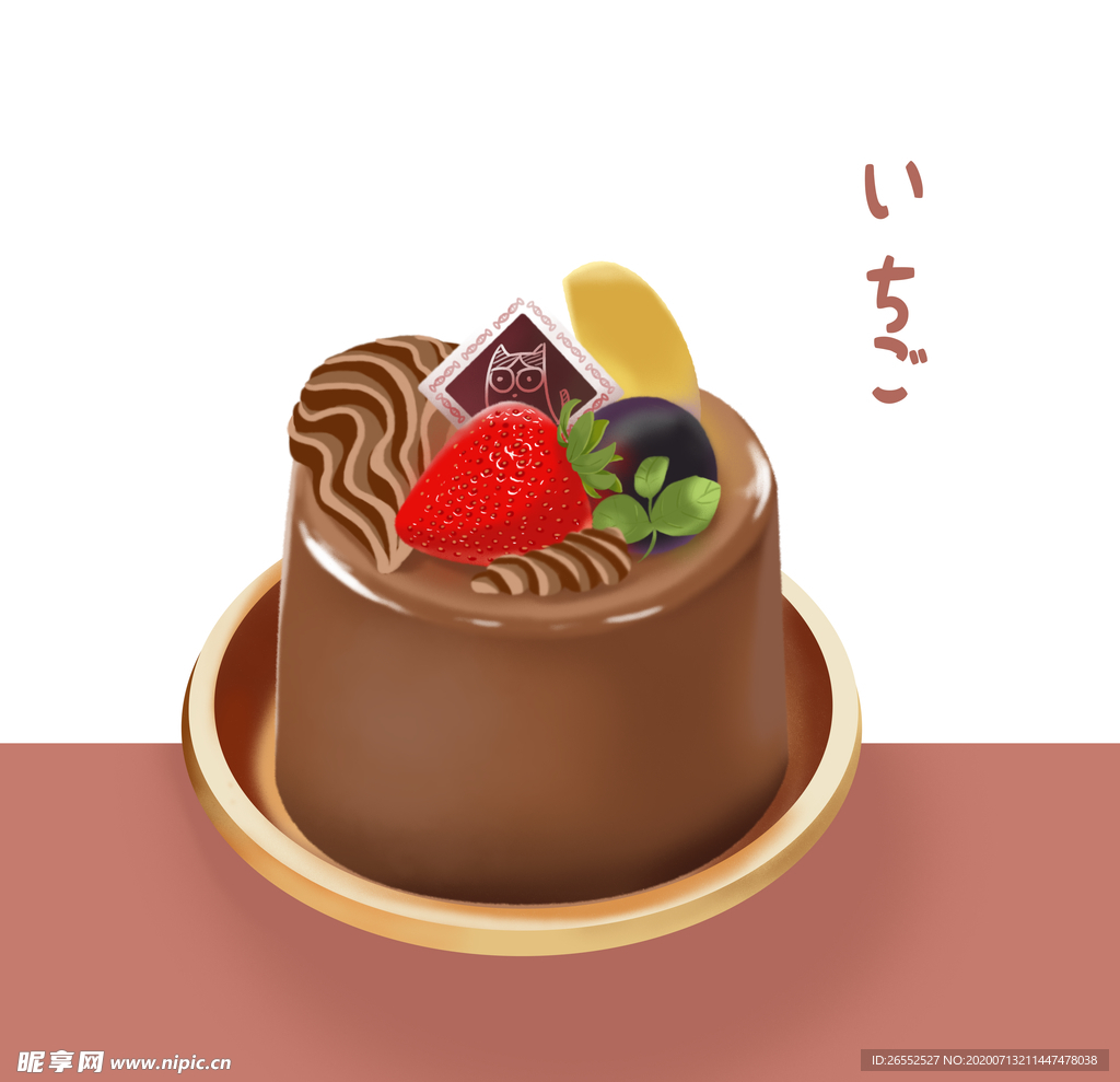 手绘草莓巧克力布丁蛋糕