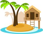 矢量椰树与小屋