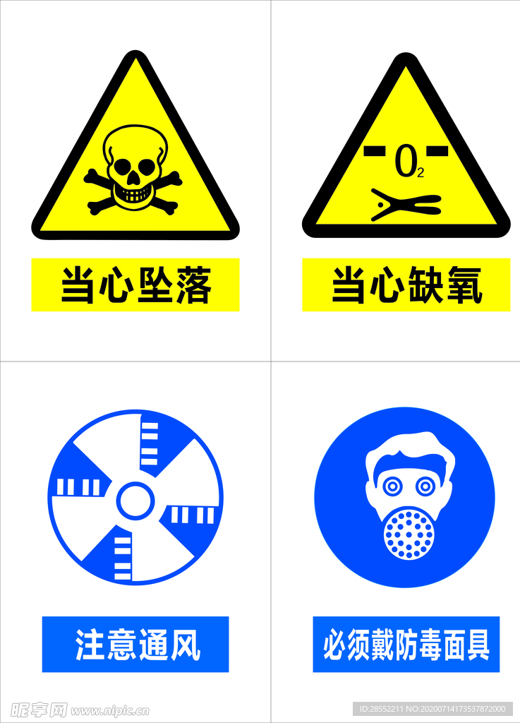 警示坠落 当心缺氧 注意通风
