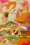 仙鹤国风古风插画卡通素材