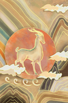 神鹿国风古风插画卡通素材