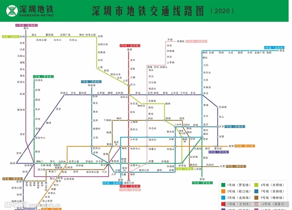 深圳市地铁交通线路图2020