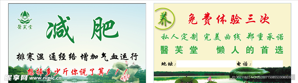 减肥名片  绿色清新