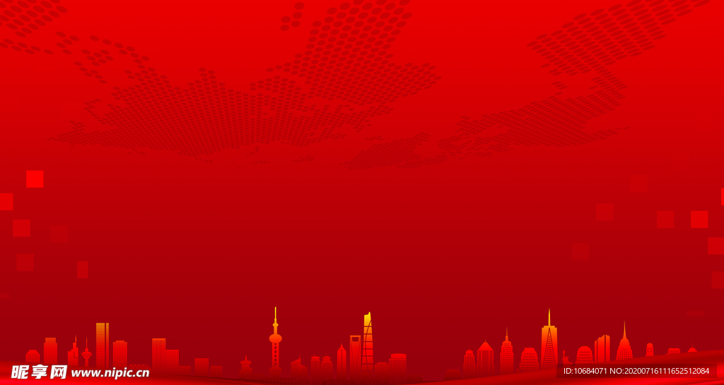 红色高清上海建筑背景