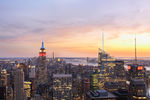 美国纽约日落时分曼哈顿天际线