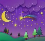 夜景观紫色天空