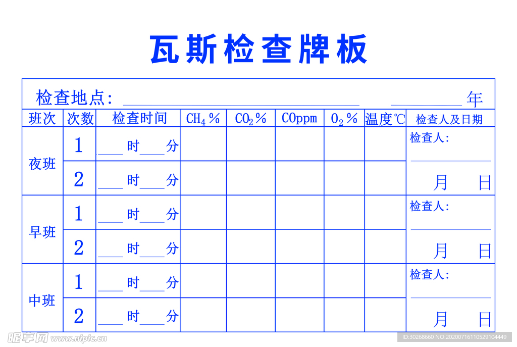 瓦斯检查牌板