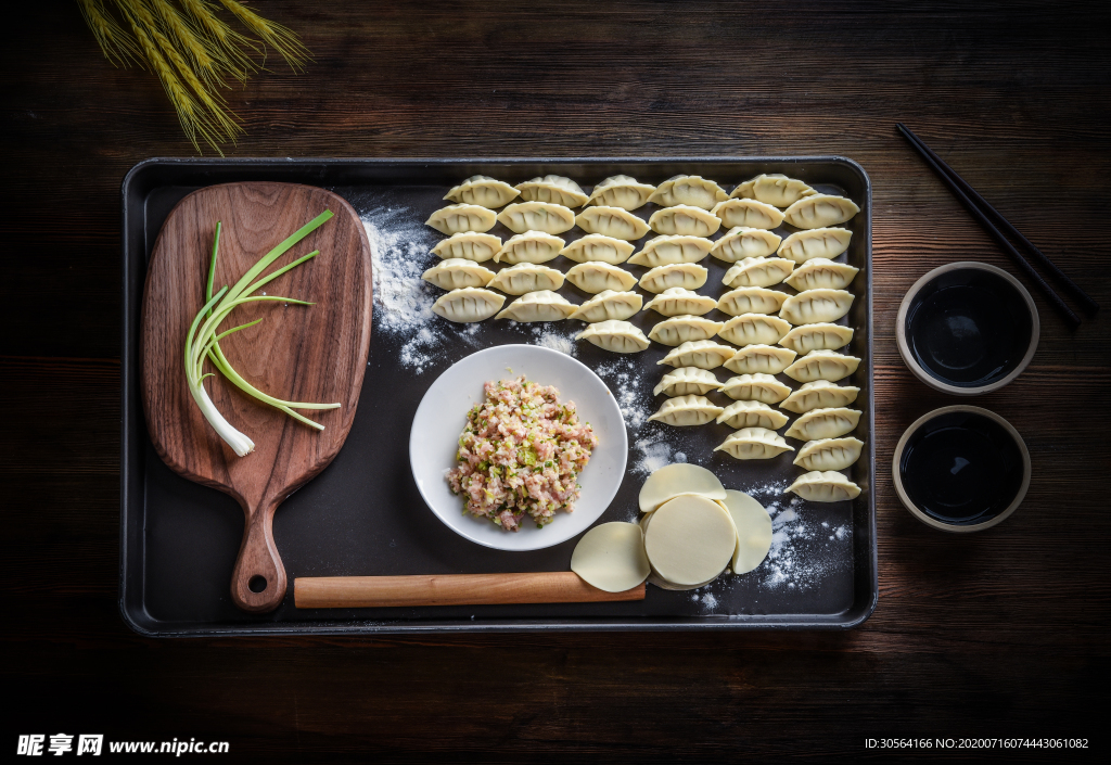 饺子手工美食食材背景素材