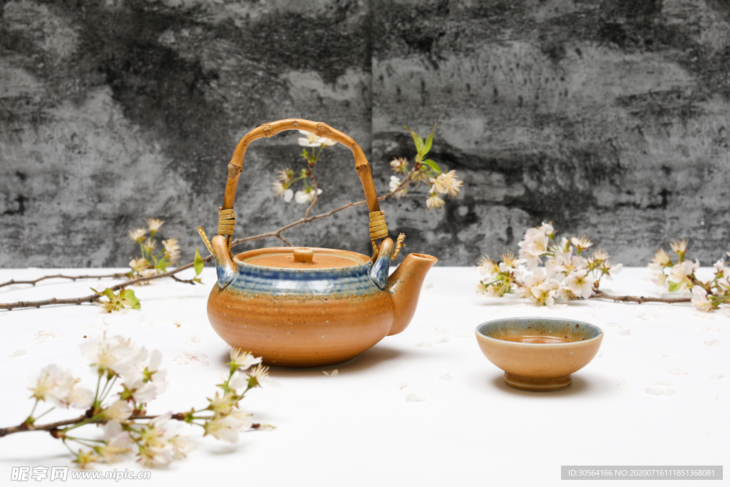 茶壶茶具泡茶意境背景素材