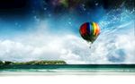 热气球海边星空