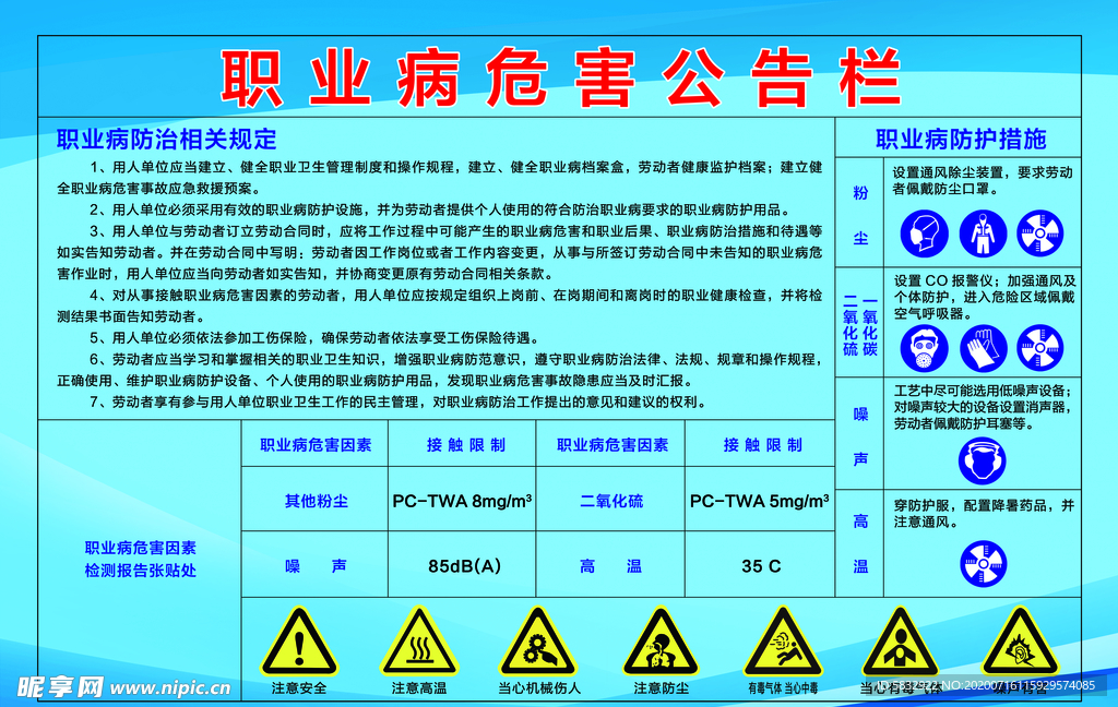 职业病危害公告栏