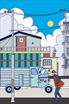城市里一个人生活插画