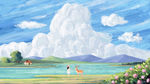 天空乡村插画