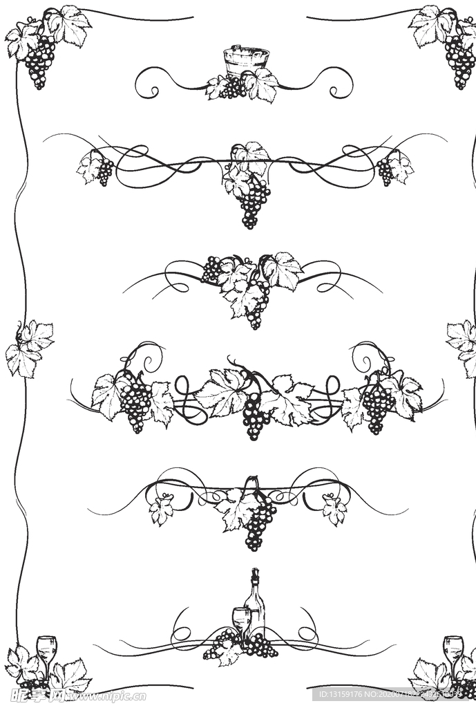 矢量葡萄藤条纹素材
