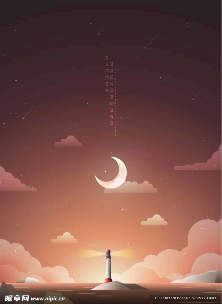 夜空 月亮 橙色矢量