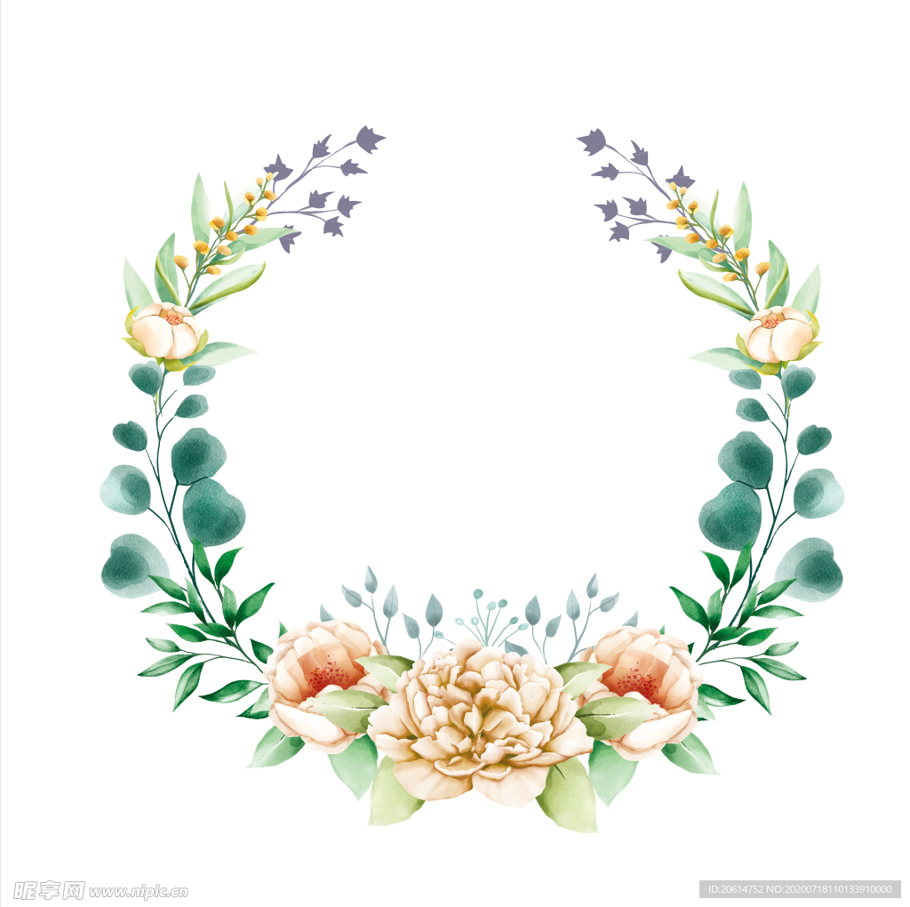 鲜花花环卡通海报