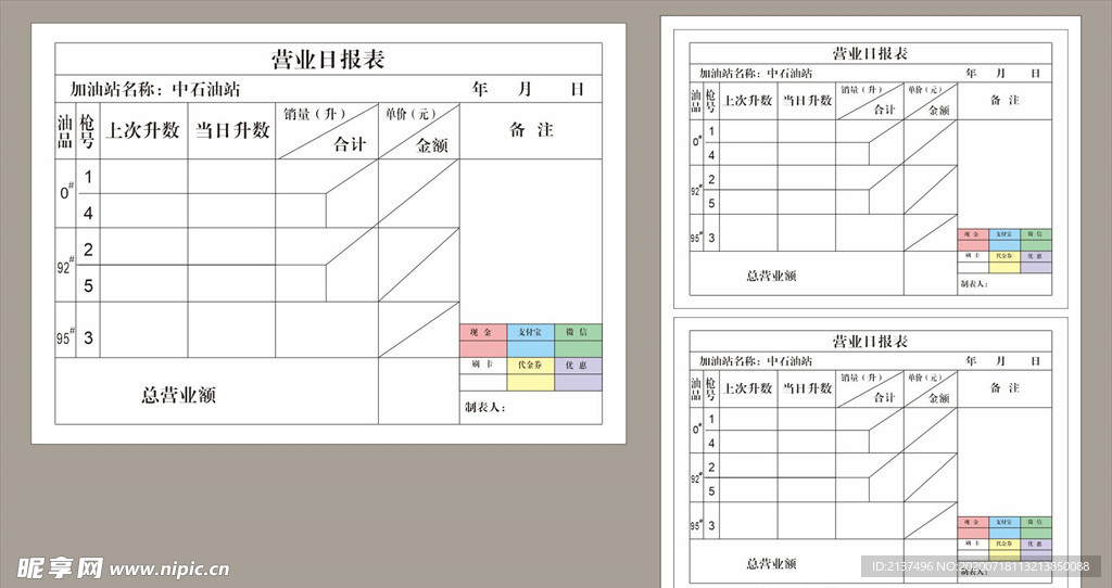 加油站营业报表