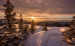 冬季夕阳雪景