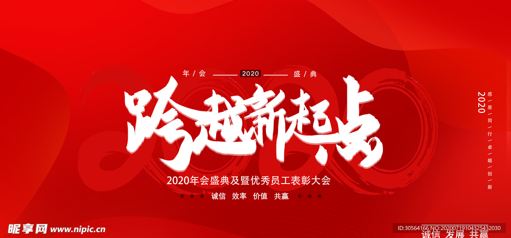 跨越新起点企业年会展板素材