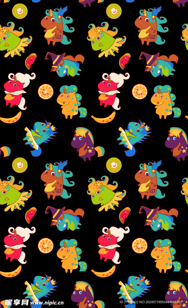 卡通 动物 平铺 图案 设计