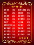 价格表