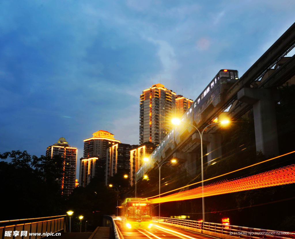 重庆夜景 重庆轻轨