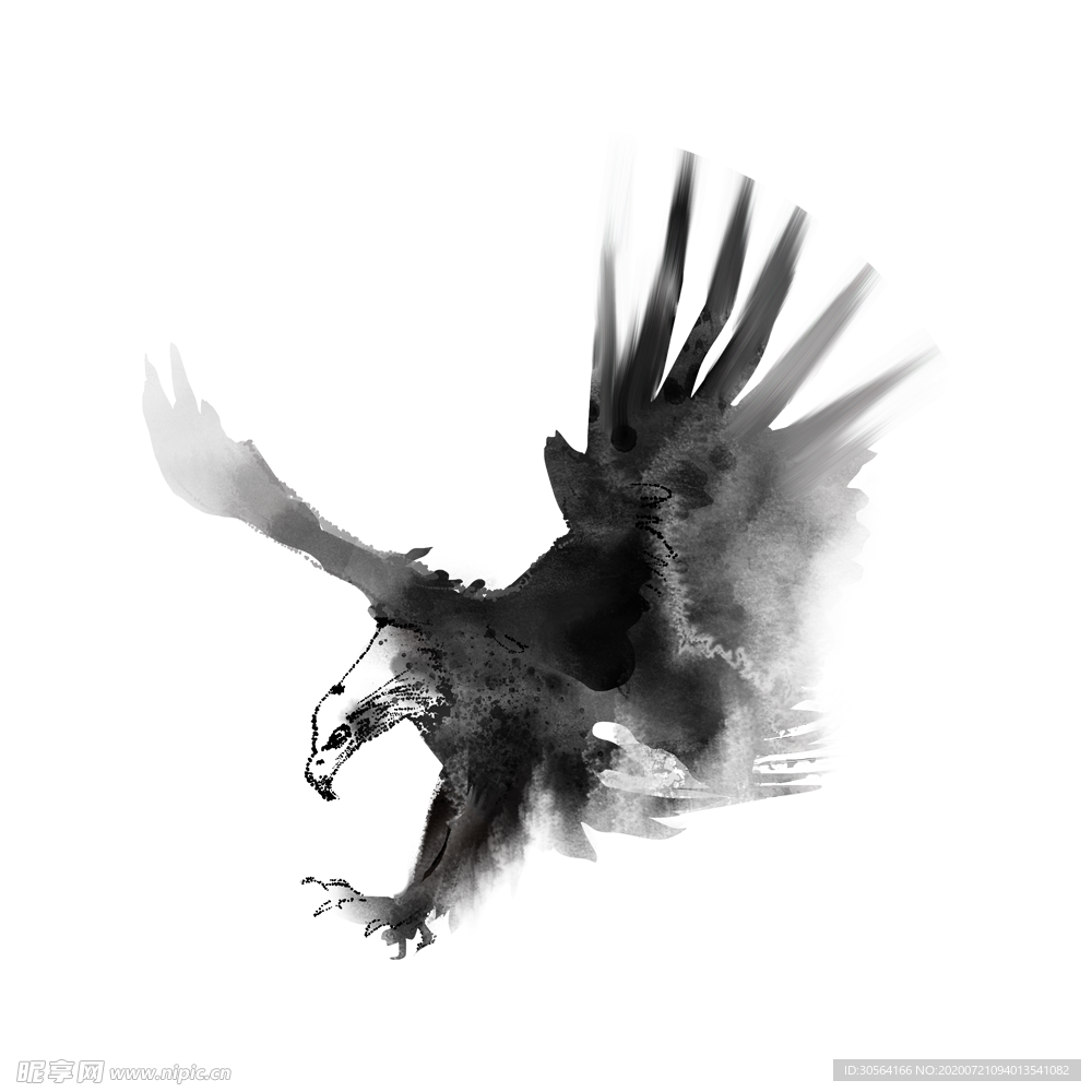 雄鹰老鹰水墨合成海报素材