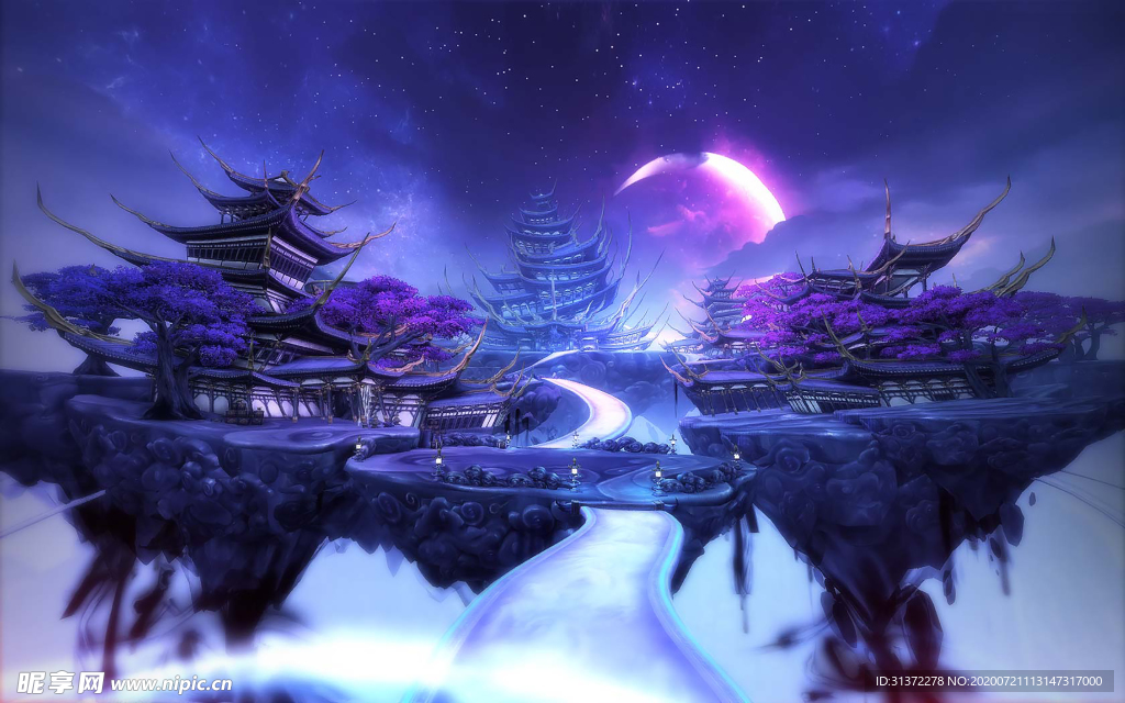 中国风大气插画场景图片