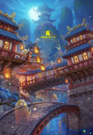 中国风大气插画场景图片