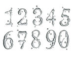矢量免扣水字数字水渍12345