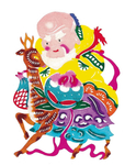 寿星水彩画