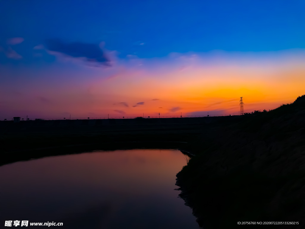 灵山水库夕阳日落