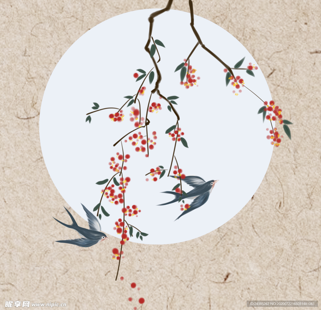手绘古风花卉