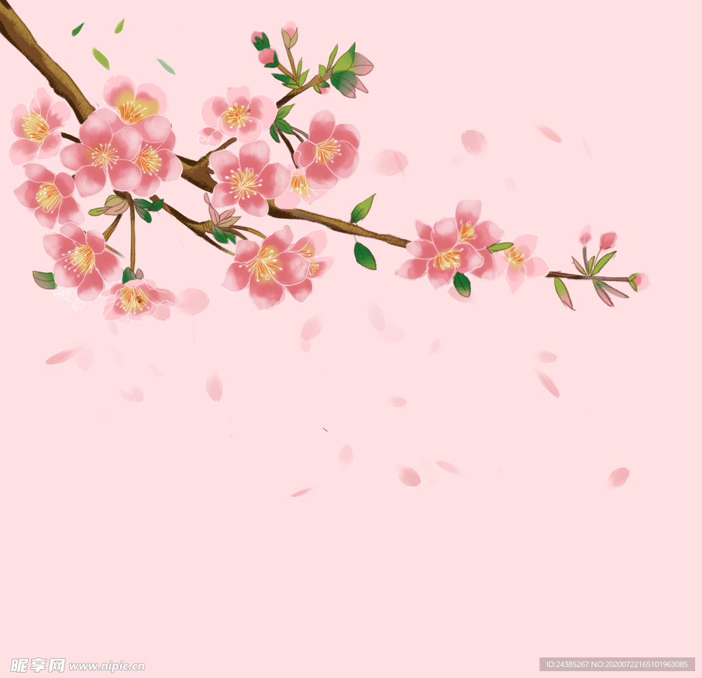 手绘古风桃花